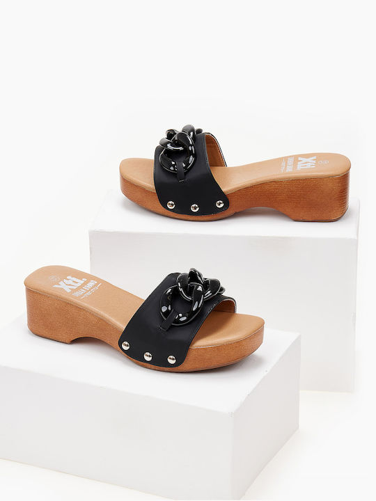 Chunky Heel Mules Black