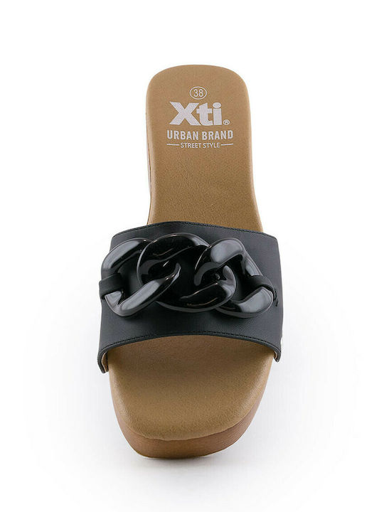 Chunky Heel Mules Black