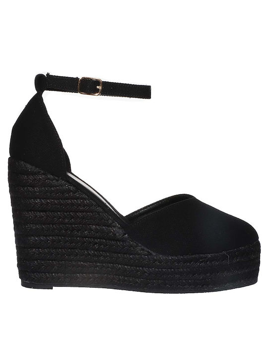 Women's Fabric Platform Espadrilles Black