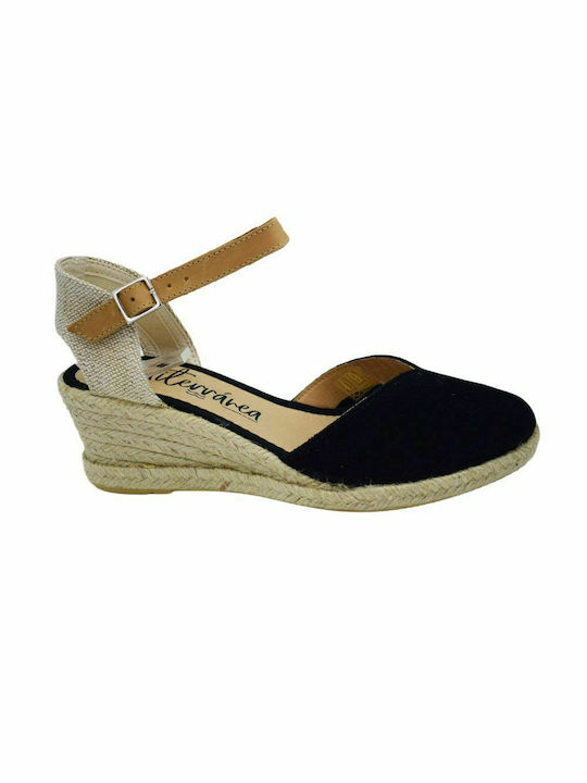 Women's Leather Platform Espadrilles Black