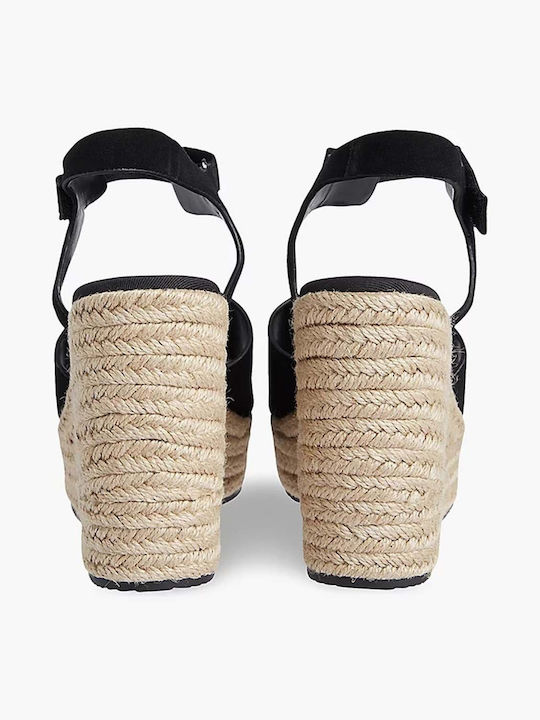 Women's Suede Ankle Strap Platforms Black