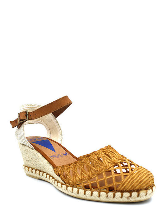 Malena Women's Leather Platform Espadrilles Tabac Brown