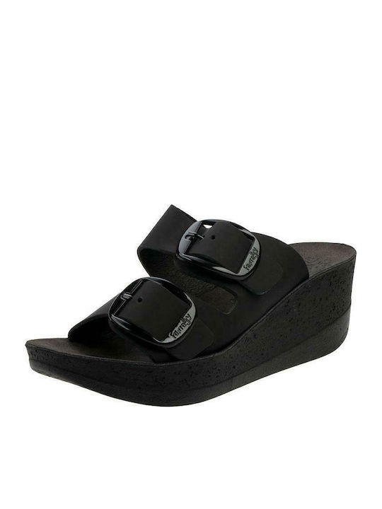 Helena Anatomic Women's Leather Platform Wedge Sandals Black