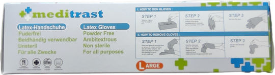 Meditrast Latex Examination Gloves Powder Free White 100pcs