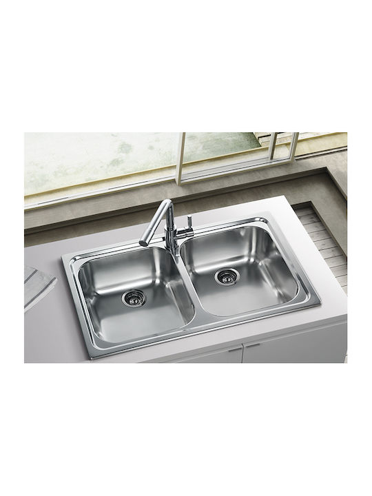 Apell Venezia 8380 8380-112 Drop-In Sink Inox Matte W79xD50cm Silver