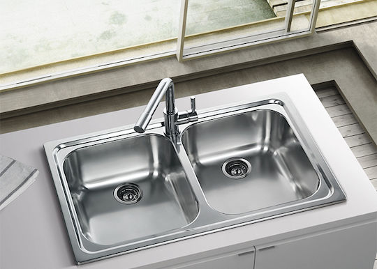 Apell Venezia 8380 Ένθετος Νεροχύτης Inox Σαγρέ Μ79xΠ50cm Ασημί
