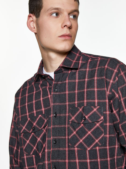 Hoodloom Shirt with Long Sleeve Plaid - Dark Grey