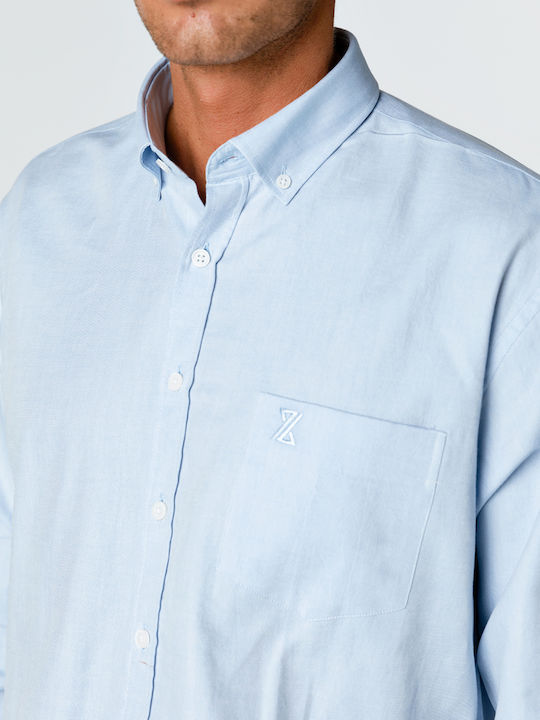 Santa Long Sleeve Oxford Bellevue Shirt - Sky Blue