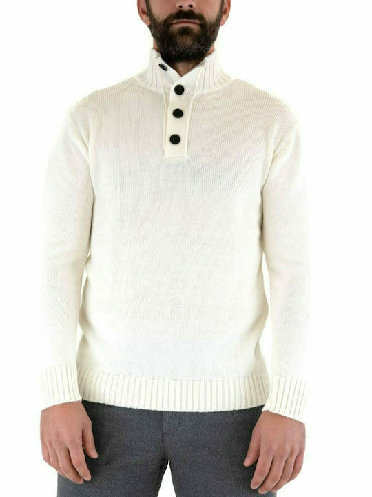 RASPINI RIB BUTTONED NECK KNITWEAR MEN RASPINI WHITE (R877M)