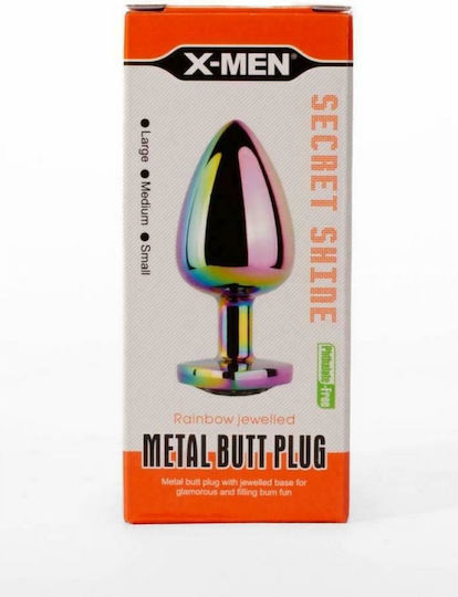 Debranet X-Men Secret Shine Metal Rainbow Heart Anal Plug Groß Rainbow