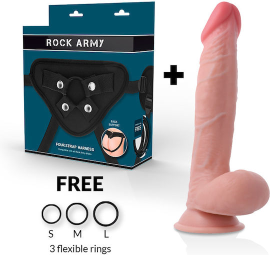Rock Army Sherman Gurtzeug mit Dildo 24cm in Hautfarbe