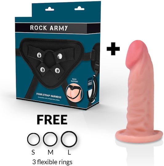 Rock Army Tiger Gurtzeug mit Dildo 14cm in Hautfarbe
