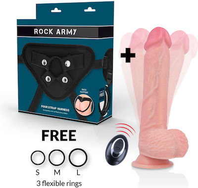 Rock Army Apache Harness with Dildo 22cm & Vibration Flesh