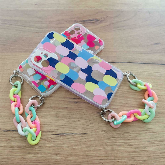 Hurtel Color Chain Flexible 4 Back Cover Plastic / Silicon cu Curea Multicolor (iPhone 13 mini)