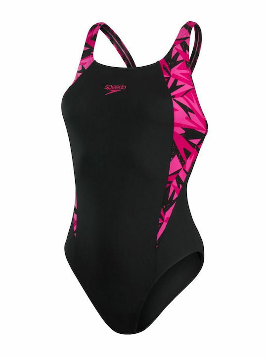 Hyperboom Splice Muscleback Athletic One-Piece Swimsuit Black/Fuchsia