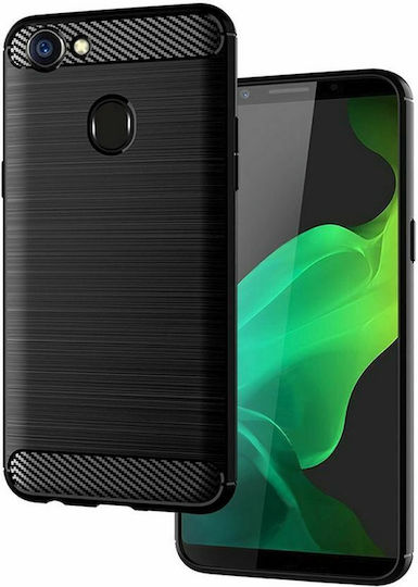 Forcell Carbon Back Cover Silicon Negru (OPPO A15, A15s)