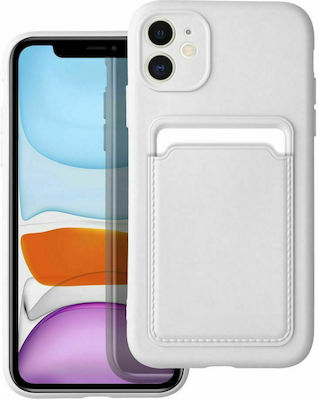 Forcell Silicone Back Cover with Credit Card Holder White (iPhone 11)