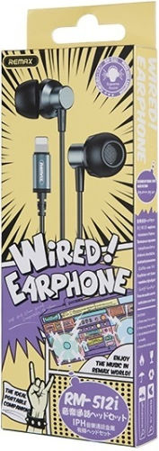 Remax RM-512i In-Ear Freisprecheinrichtung Kopfhörer mit Stecker Blitzschlag Schwarz