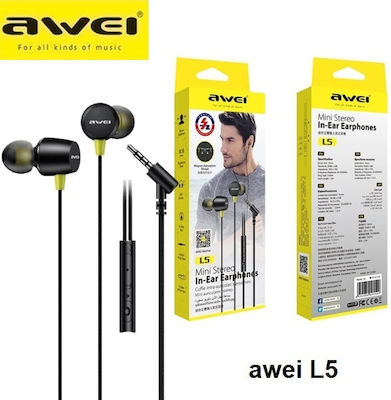 Awei L5 In-Ear Freihändig Kopfhörer mit Stecker 3.5mm Schwarz