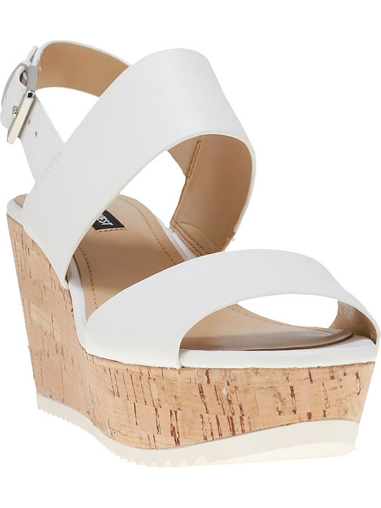 Dera Women's Ankle Strap Platforms White