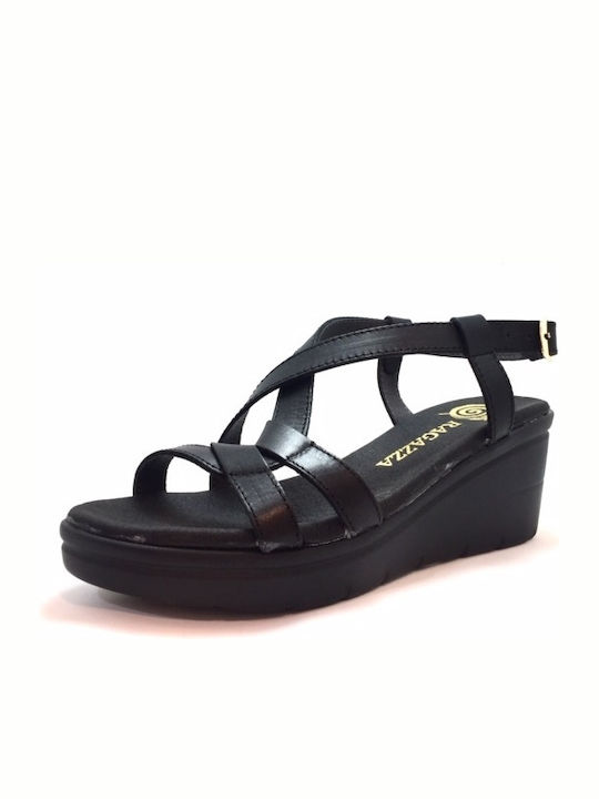 Women's Leather Platform Shoes Black