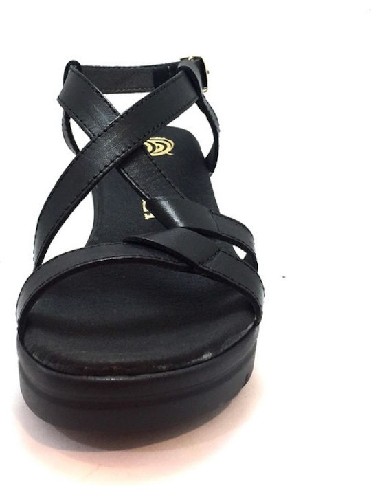 Women's Leather Platform Shoes Black
