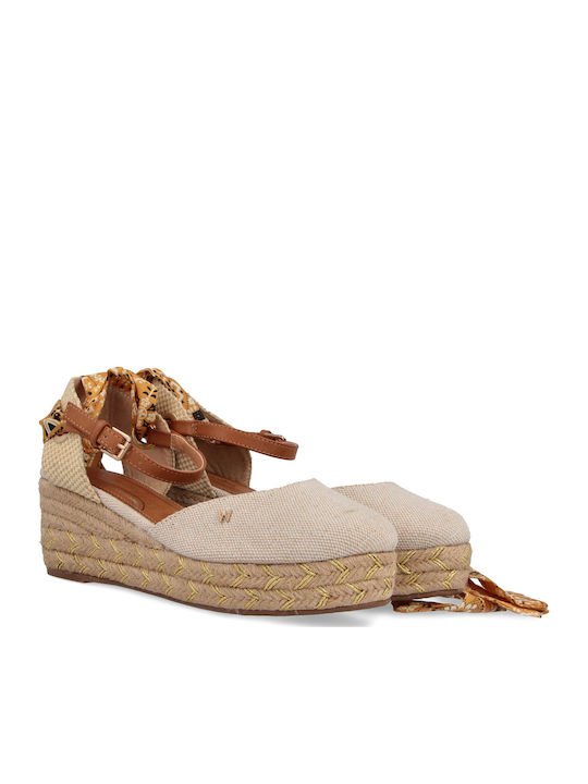 Bella Damenplattformen im Espadrilles-Stil Ecru