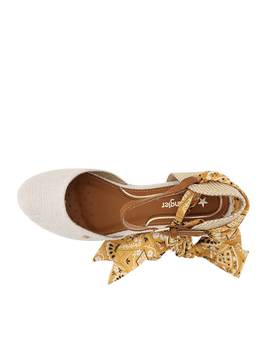 Bella Damenplattformen im Espadrilles-Stil Ecru