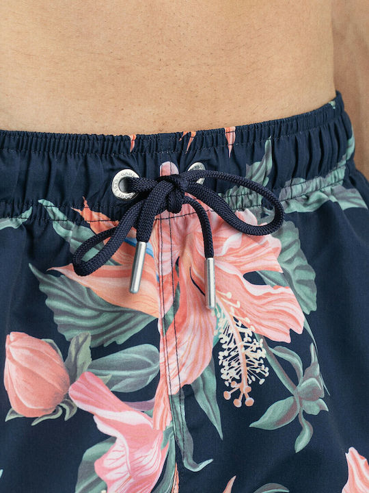 Classic Men's Swimwear Shorts Navy Blue Floral