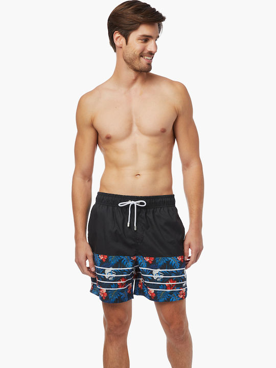 Tropical Men's Swimwear Shorts Black Tropic with Patterns