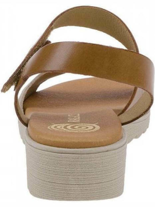 Women's Leather Ankle Strap Platforms Tan/beige