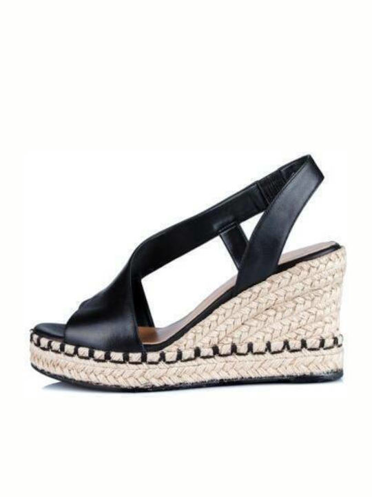 60136 Women's Leather Platform Shoes Black