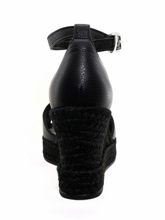 60147 Women's Ankle Strap Platforms Total Black