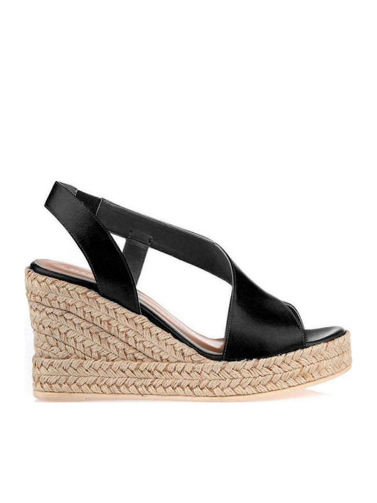 60136 Women's Leather Platform Shoes Black