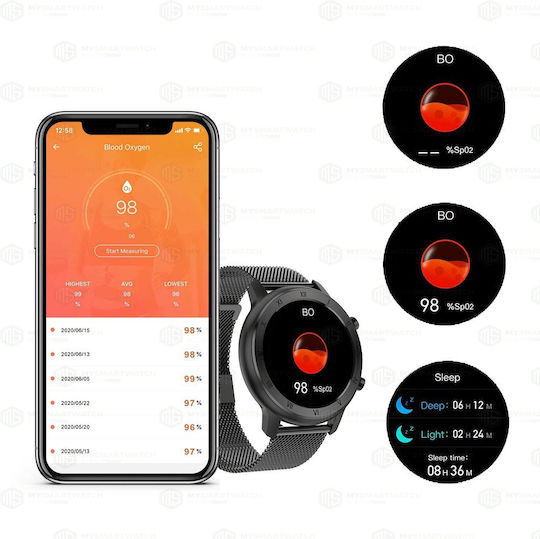 NO.1 DT89 Smartwatch mit Pulsmesser (Schwarz)