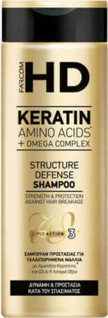 Farcom HD Keratin Structure Defense Shampoos Reconstruction/Nourishment & Shine for Fragile, Αντι-Θραύση Hair 400ml