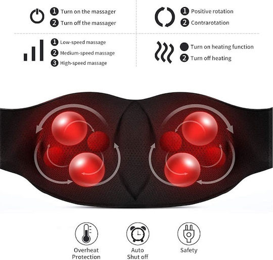ikonka Shiatsu Massage Device Shiatsu for the Neck with Infrared Heat Black