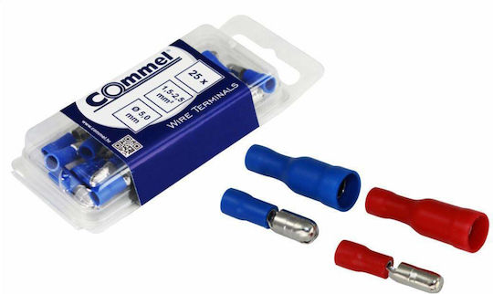 Commel Σφαιρικοί Ακροδέκτες με Μόνωση 0,5-1,5mm², Ø 4mm Κόκκινο (CO365861) σε σετ των 25τμχ