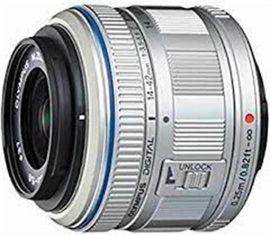Olympus Crop Φωτογραφικός Φακός M.Zuiko Digital 14‑42mm f/3.5‑5.6 II R Standard Zoom για Micro Four Thirds (MFT) Mount Ασημί