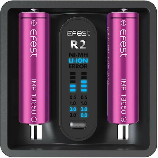 Efest IMate R2 USB Ladegerät 2 Batterien Li-Ion/Ni-MH Größe AA/AAA/D/18650/16340/26650/14500