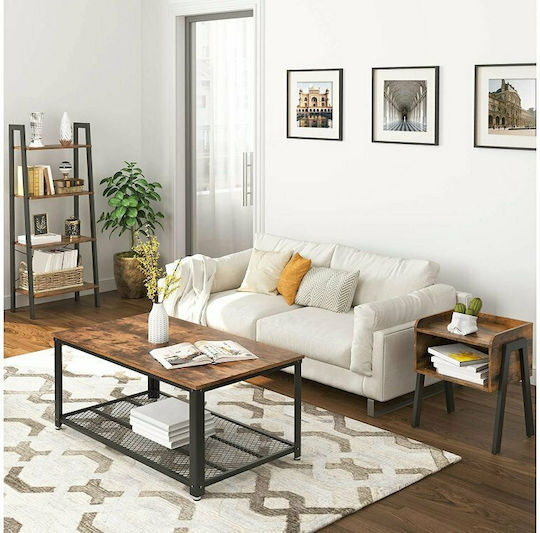 Wooden Bedside Table with Metallic Legs 42x35x52cm