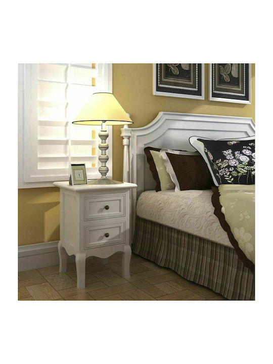 Wooden Bedside Table White 34.5x30x49cm