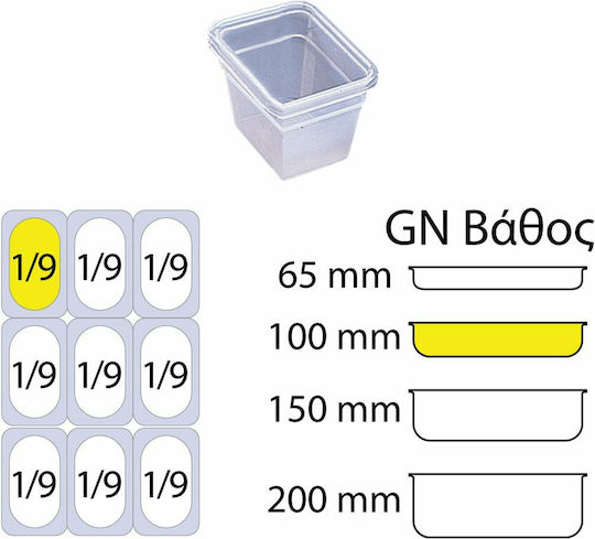 Matfer Recipient Gastronorm Polipropilenă GN1/9 cu Adâncime 100mm