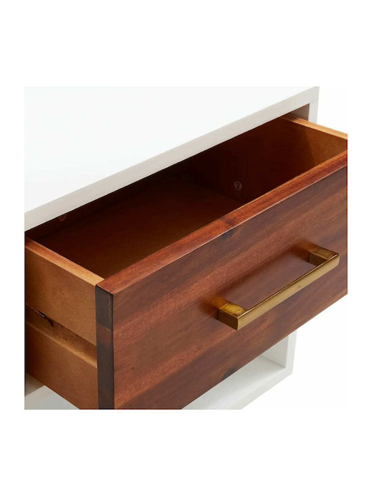 Bedside Table of Solid Wood White 40x30x45cm