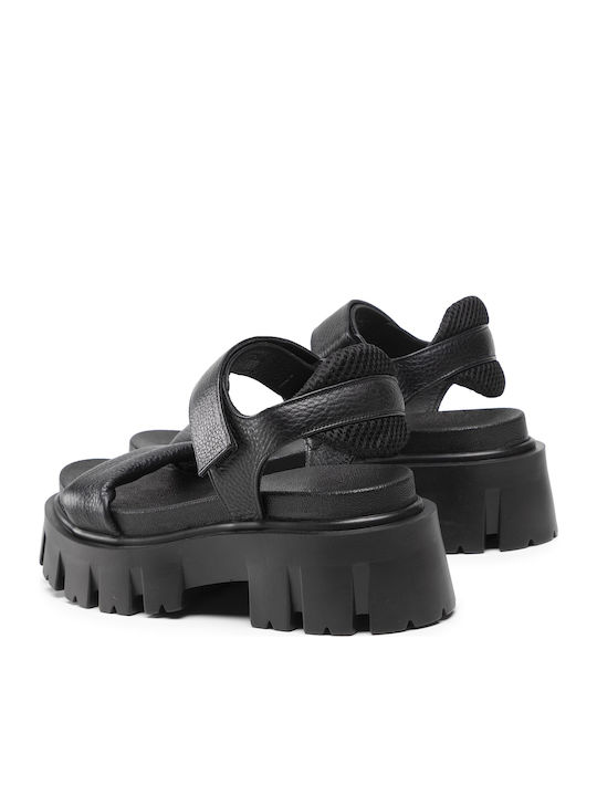 Din piele Sandale Negre