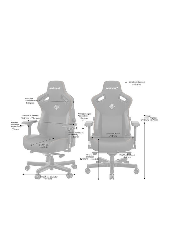 Anda Seat Kaiser 3 Large Scaun Gaming cu Brațe Reglabile Negru elegant