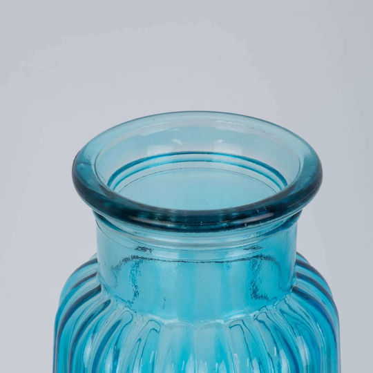 GloboStar Διακοσμητικό Βάζο Γυάλινο Layla Μπλε Φ11xΥ22cm