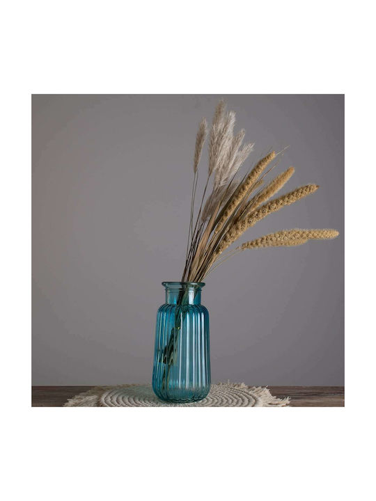 GloboStar Διακοσμητικό Βάζο Glas Layla Blau 11x11x22cm 1Stück