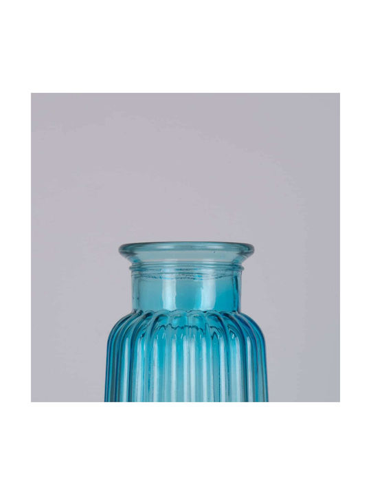 GloboStar Διακοσμητικό Βάζο Glas Layla Blau 11x11x22cm 1Stück