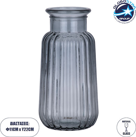 GloboStar Βάζο Γυάλινο Layla Γκρι Φ11xΥ22cm GloboStar Βάζο Γυάλινο Layla Γκρι Φ11xΥ22cm